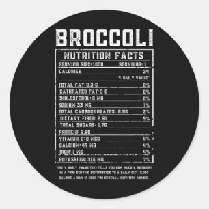 Broccoli Nutrition Facts Thanksgiving Food Hallowe Classic Round Sticker
