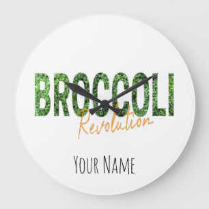 Broccoli Revolution Vegans Veggies and Vegetarian Large Clock