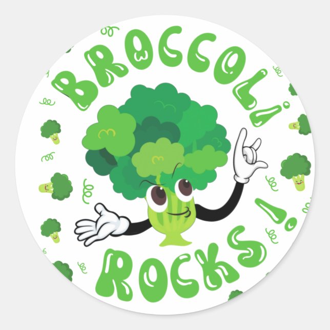 Broccoli Rocks - Funny Vegetable Tote Bag Keychain Classic Round Sticker (Front)