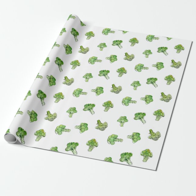 Broccoli – Scattered - Open Wrapping Paper (Unrolled)