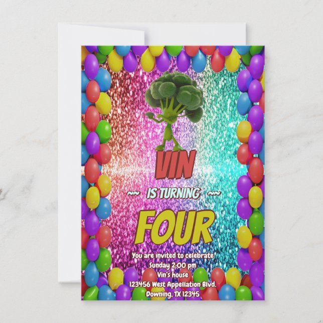 Broccoli Vegetarian Green Eco Friendly themed Invitation (Front)