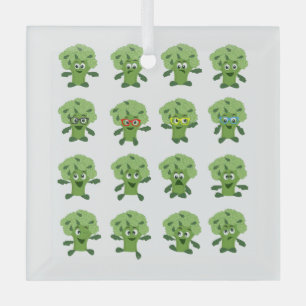 broccoli with different emotions glass tree decoration