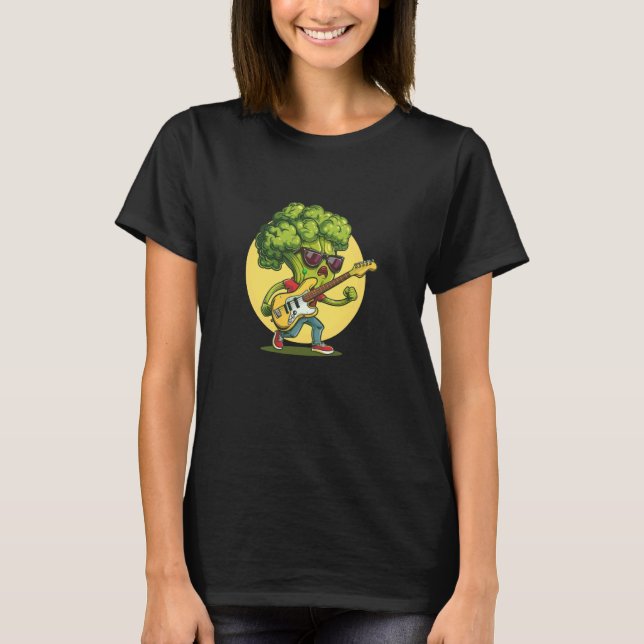 Broccoli with Sunglasses and Rock Guitar Costume T-Shirt (Front)