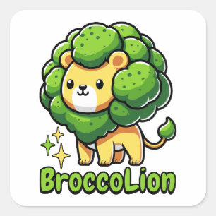 Broccolion! Cute Broccoli Lion Pun Square Sticker