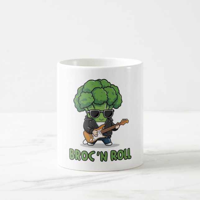 Broccoli's Playful Guitar Performance Coffee Mug (Center)