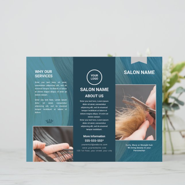 Brochure Hair Salon and Barbershop Trifold (Standing Front)