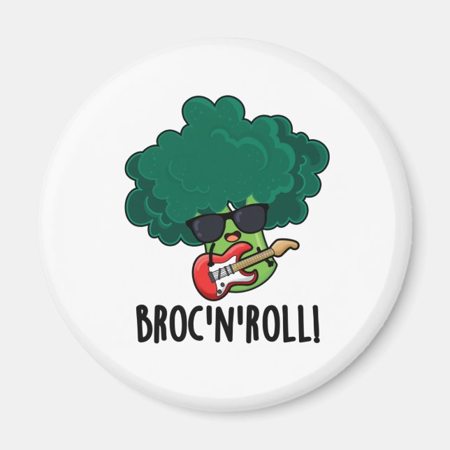 Brock And Roll Funny Veggie Broccoli Pun  Magnet (Front)