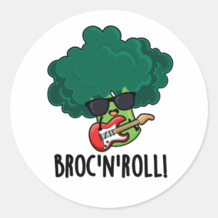Brock n Roll Funny Veggie Broccoli Pun  Classic Round Sticker