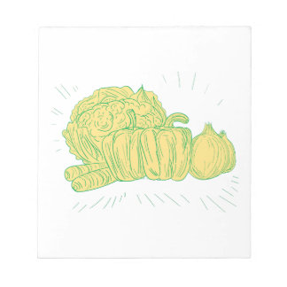 Brocolli Capsicum Onion Drawing Notepad