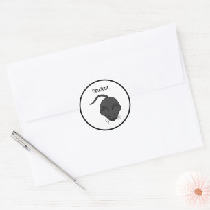 Brodent Bro Cartoon, Funny Grey Rat or Mouse Pun Classic Round Sticker