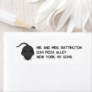 Brodent Bro Cartoon, Funny Grey Rat or Mouse Pun Return Address Label