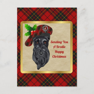 Brodie Clan Badge & Tartan Christmas Postcard