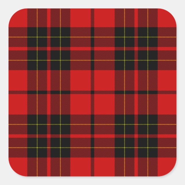 Brodie clan tartan red black plaid square sticker (Front)