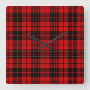 Brodie clan tartan red black plaid square wall clock