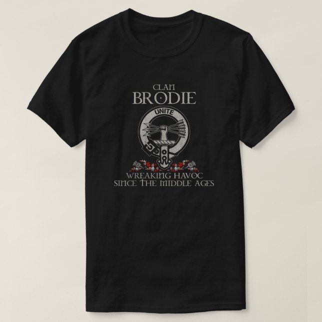 Brodie Dress Clan crest Scottish surname tartan Th T-Shirt (Design Front)