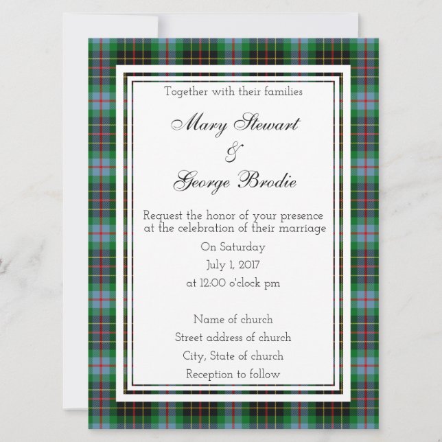 Brodie Hunting Scottish Wedding Invitation (Front)