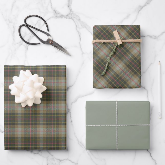 Brodie Hunting Weathered Original Scottish Tartan Wrapping Paper Sheet (Front)