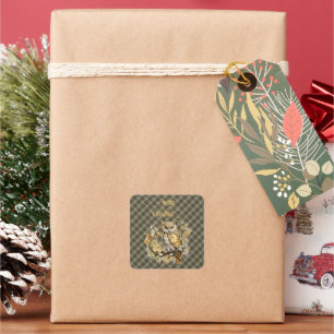 Brodie Hunting Weathered Scottish Tartan Christmas Square Sticker