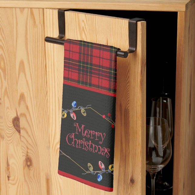 Brodie Red Original Tartan Christmas Tea Towel (Thirds Fold)