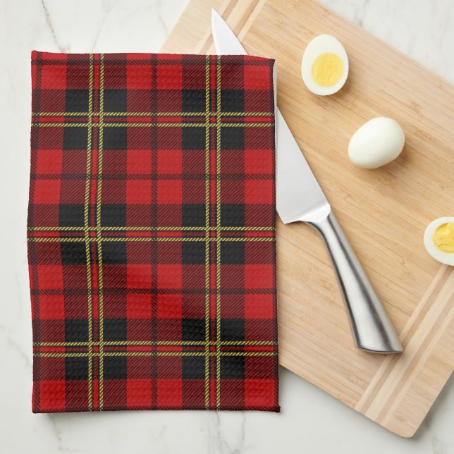 Brodie Red Scottish Tartan Plaid Tea Towel (Quarter Fold)