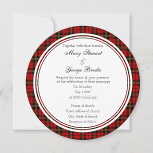 Brodie Red Scottish Wedding Round Invitation