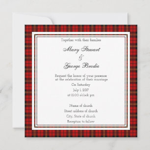 Brodie Red Scottish Wedding Square Invitation