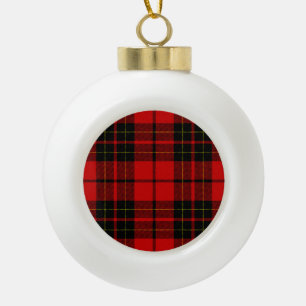 Brodie tartan red black plaid ceramic ball christmas ornament