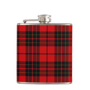 Brodie tartan red black plaid hip flask