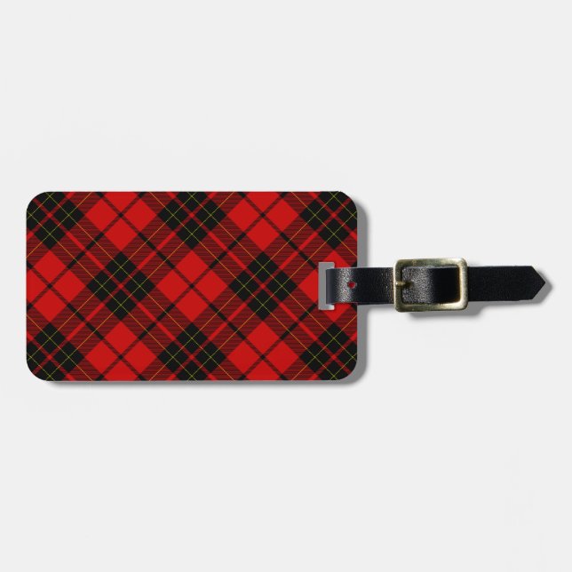Brodie tartan red black plaid luggage tag (Front Horizontal)