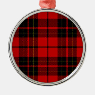 Brodie tartan red black plaid metal ornament