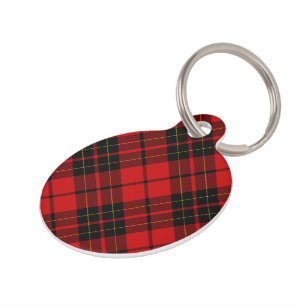 Brodie tartan red black plaid pet tag