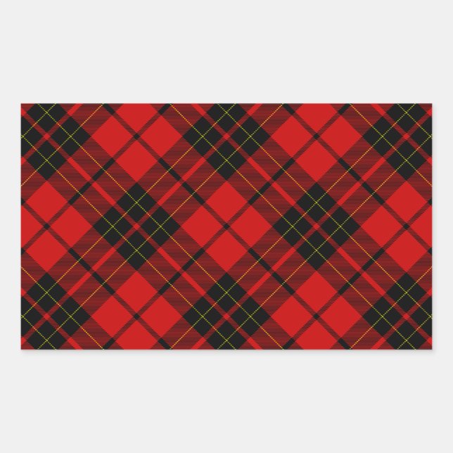 Brodie tartan red black plaid rectangular sticker (Front)
