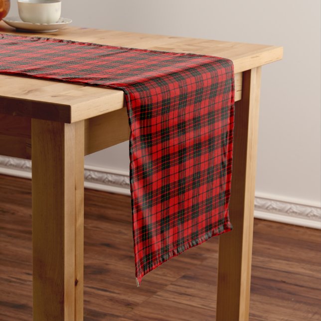 Brodie tartan red black plaid short table runner (In Situ)