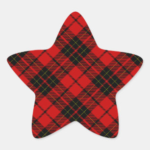 Brodie tartan red black plaid star sticker