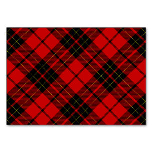 Brodie tartan red black plaid table number