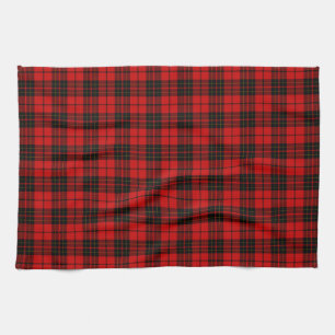 Brodie tartan red black plaid tea towel