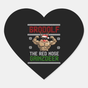 Brodolf Christmas Reindeer Fitness Sport Heart Sticker
