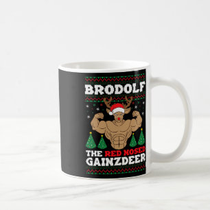 Brodolf Funny Christmas Buff Reindeer Gym Bodybuil Coffee Mug