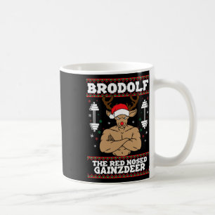 Brodolf Funny Christmas Buff Reindeer Gym Bodybuil Coffee Mug