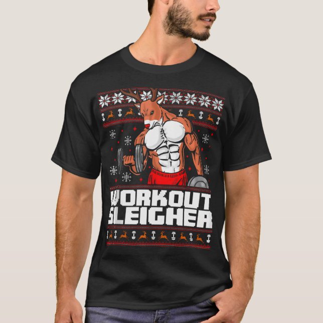 Brodolf Gym Workout Funny Ugly Christmas 	 Rudolph T-Shirt (Front)