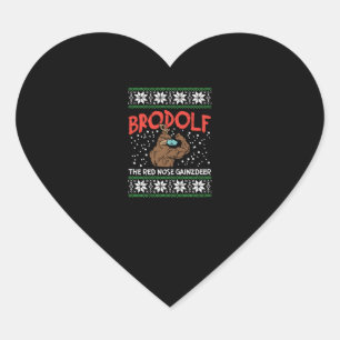 Brodolf In Mask Muscle Workout Gym Ugly Xmas Heart Sticker
