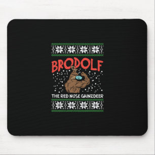 Brodolf In Mask Muscle Workout Gym Ugly Xmas Mouse Pad
