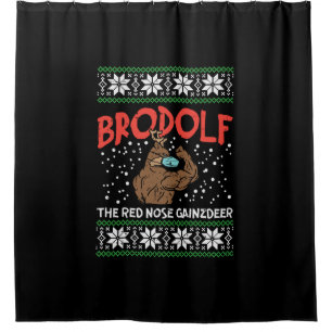 Brodolf In Mask Muscle Workout Gym Ugly Xmas Shower Curtain