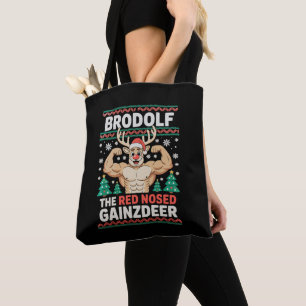 Brodolf Red Nosed Gainzdeer Reindeer Christmas Gym Tote Bag