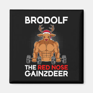Brodolf The Red Nose Gainzdeer Christmas Bodybuild Magnet