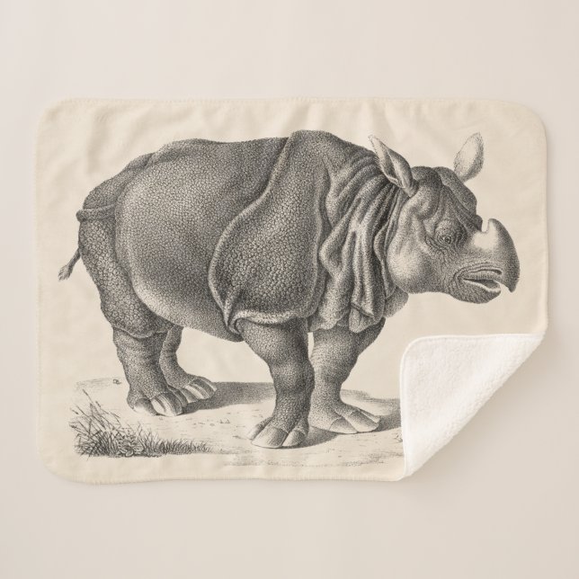 Brodtmann Rhinoceros Sketch Sherpa Blanket (Front (Horizontal))