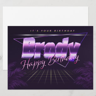 Brody Name Vorname lila retro Karte Geburtstag Card