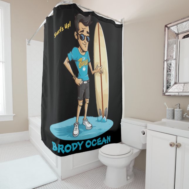 Brody Ocean Wavecrest Shower Curtain (In Situ)