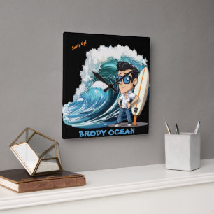 Brody Ocean Wavecrest Square Wall Clock
