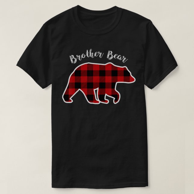 BROHER BEAR  Men Red Plaid Christmas Pajama Family T-Shirt (Design Front)